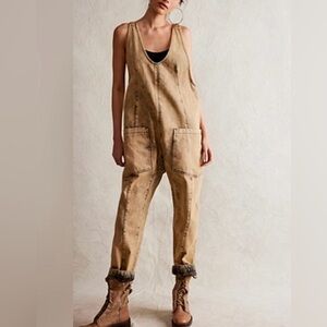New We the Free Free People High Roller Jumpsuit in Stone River, Sz S